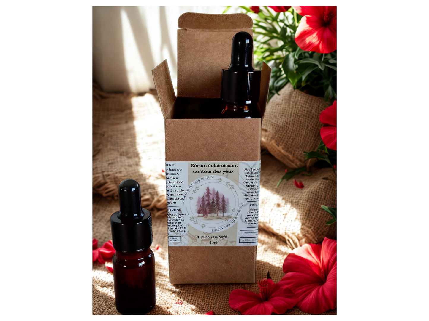 Sérum éclaircissant contour des yeux -Hibiscus & café- 5 ml